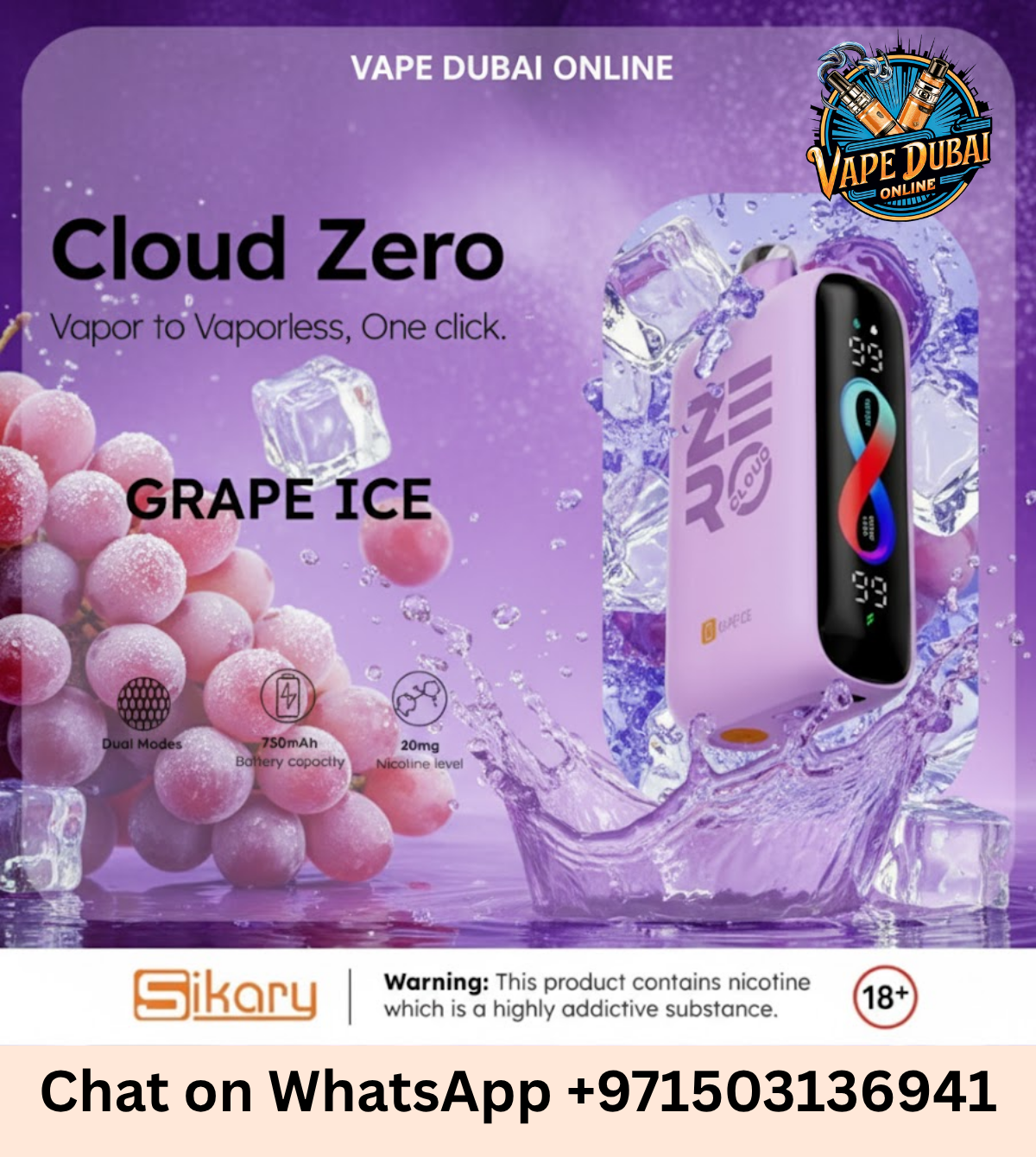 Cloud Zero 20000 Puffs Disposable Vape in Dubai UAE | 2% Nicotine