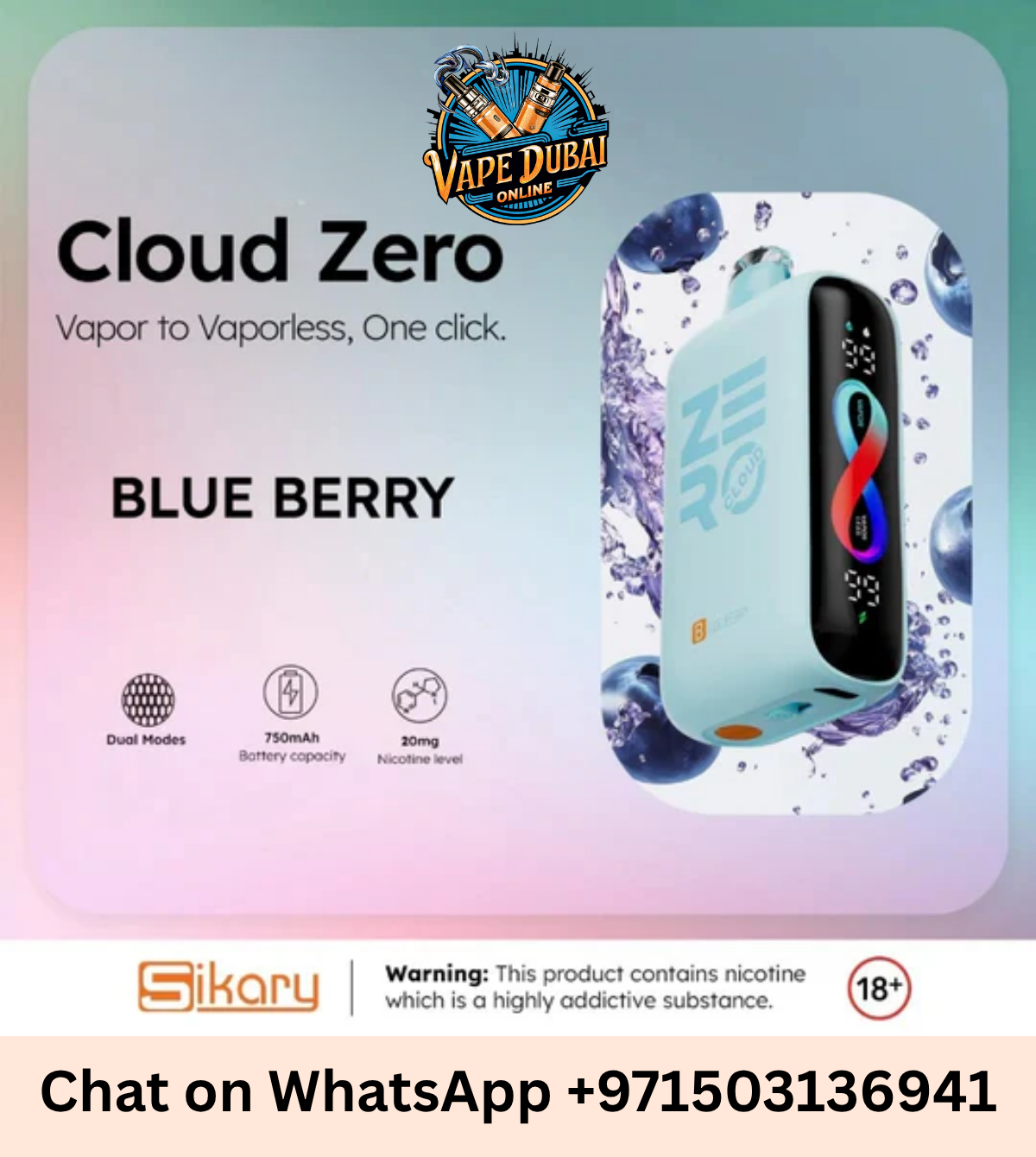 Cloud Zero 20000 Puffs Disposable Vape in Dubai UAE | 2% Nicotine