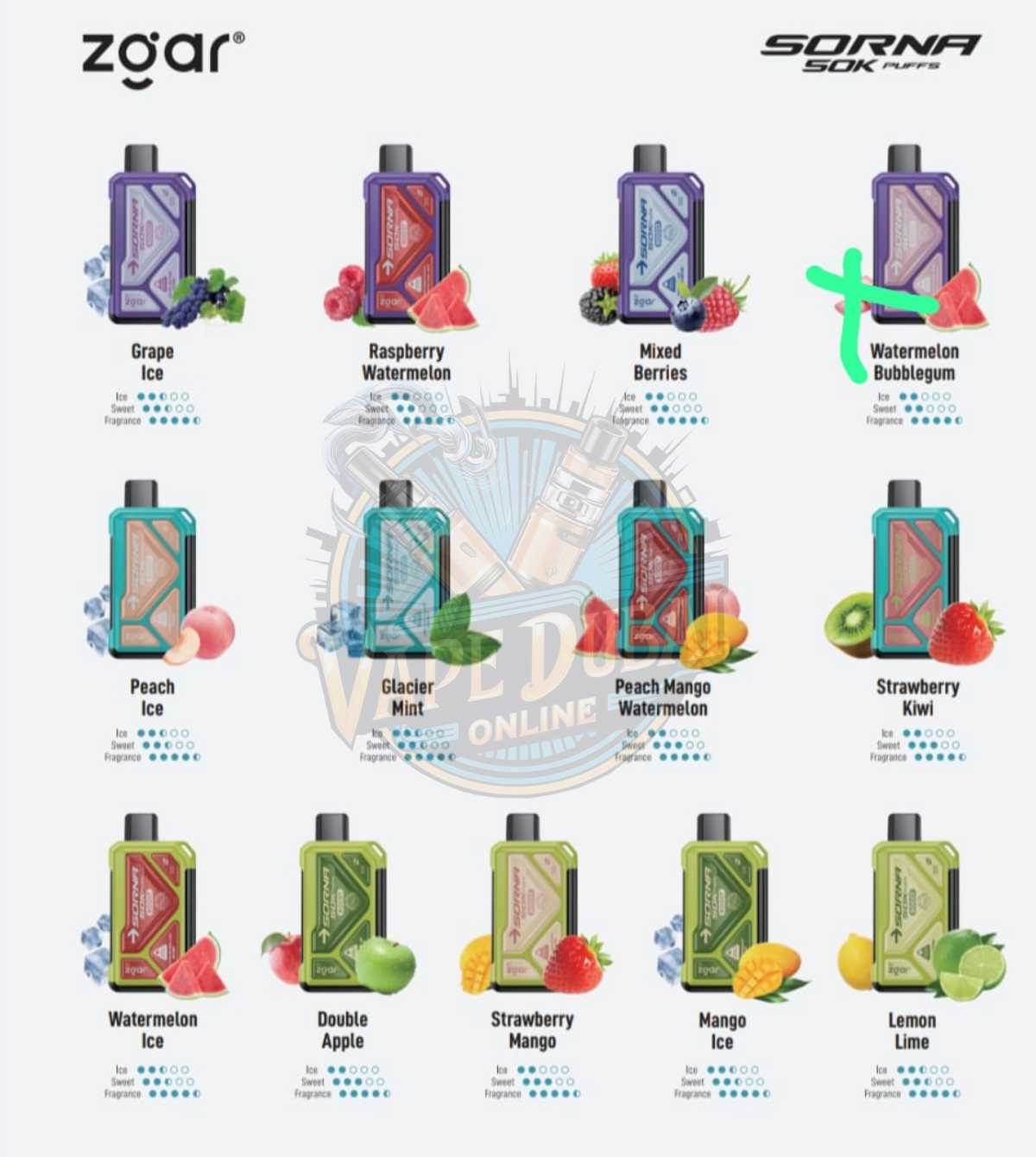 ZGAR Sorna Boost 50000 Puffs Disposable Vape UAE | 50K Puff Rechargeable