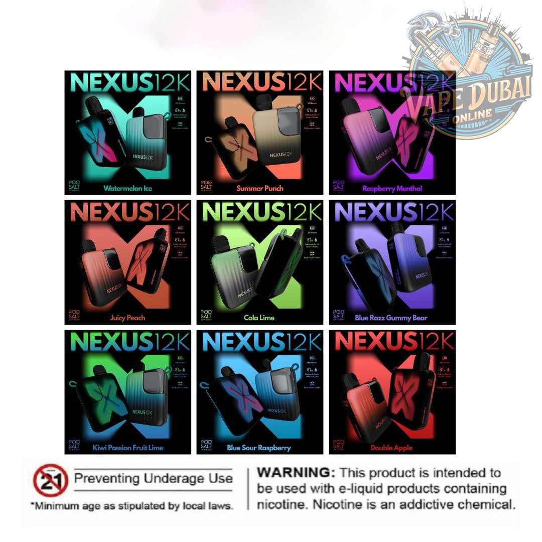 Pod Salt Nexus 12000 Puffs Disposable Vape – LED Screen | Dubai