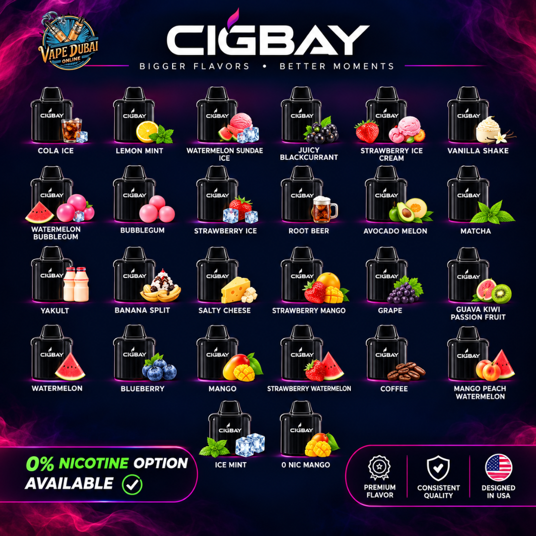 CIGBAY Disposable Vape Dubai | Buy 0% Nicotine & Flavors