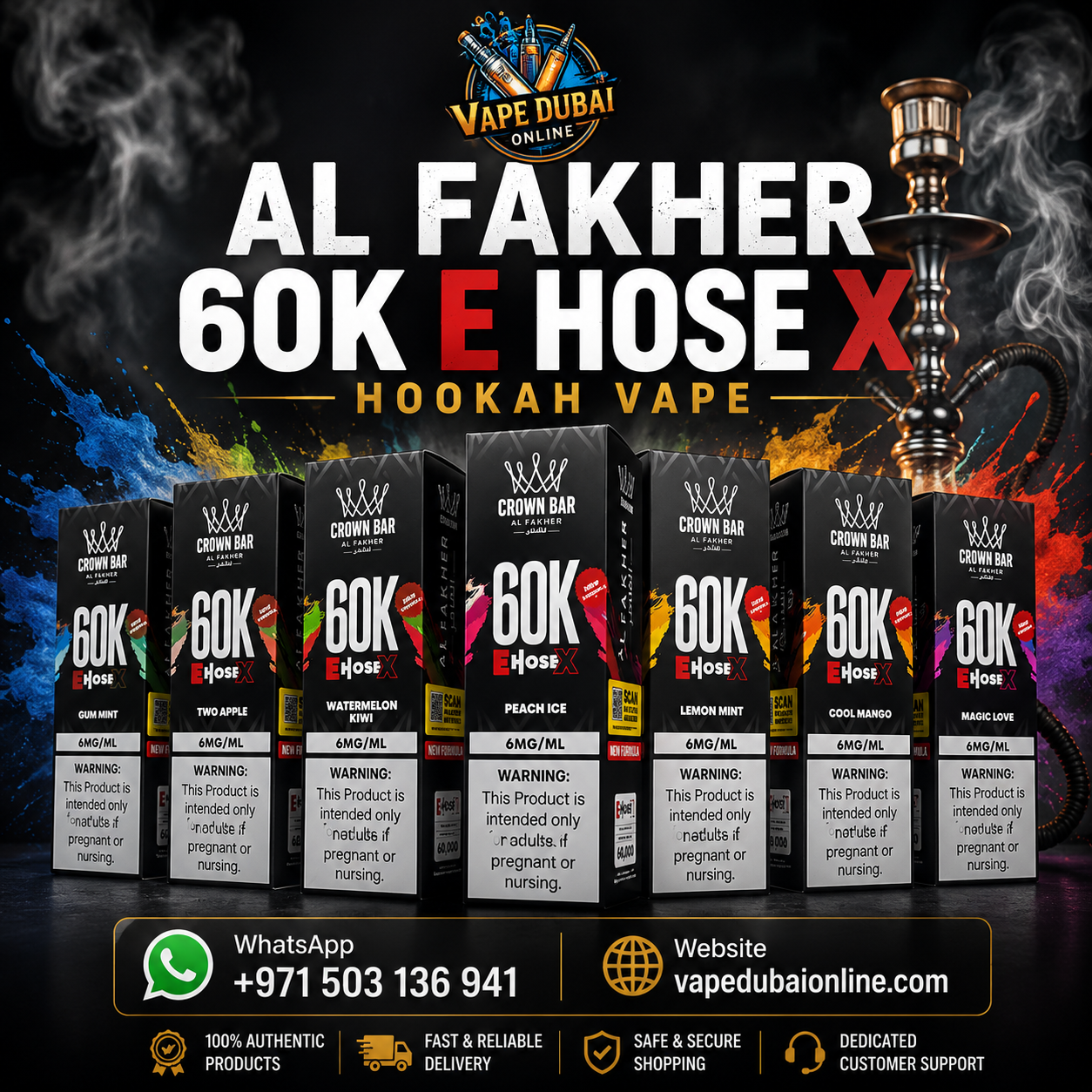 Al Fakher 60K Puffs E-Hose X Hookah Vape | Buy in Dubai UAE