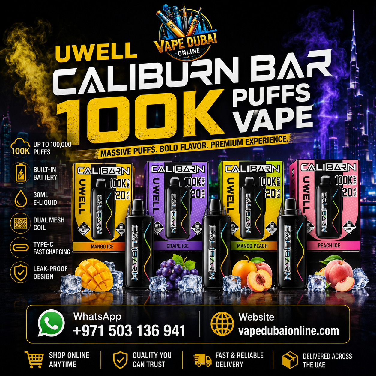 Uwell Caliburn Bar 100K Puffs Disposable Vape | Dubai UAE