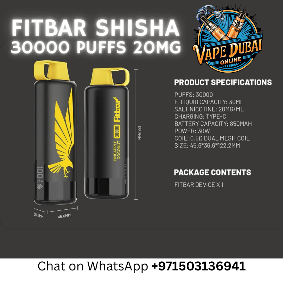 FITBAR Shisha 30000 Puffs Disposable Vape 20mg – Dubai UAE