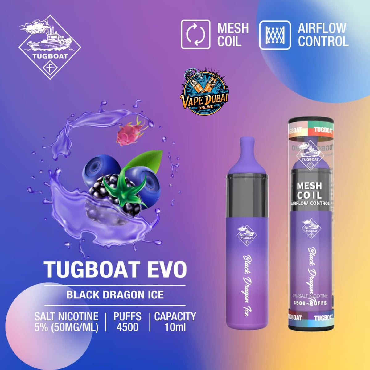 Tugboat Evo 4500 Puffs Disposable Vape – Premium Flavors Dubai