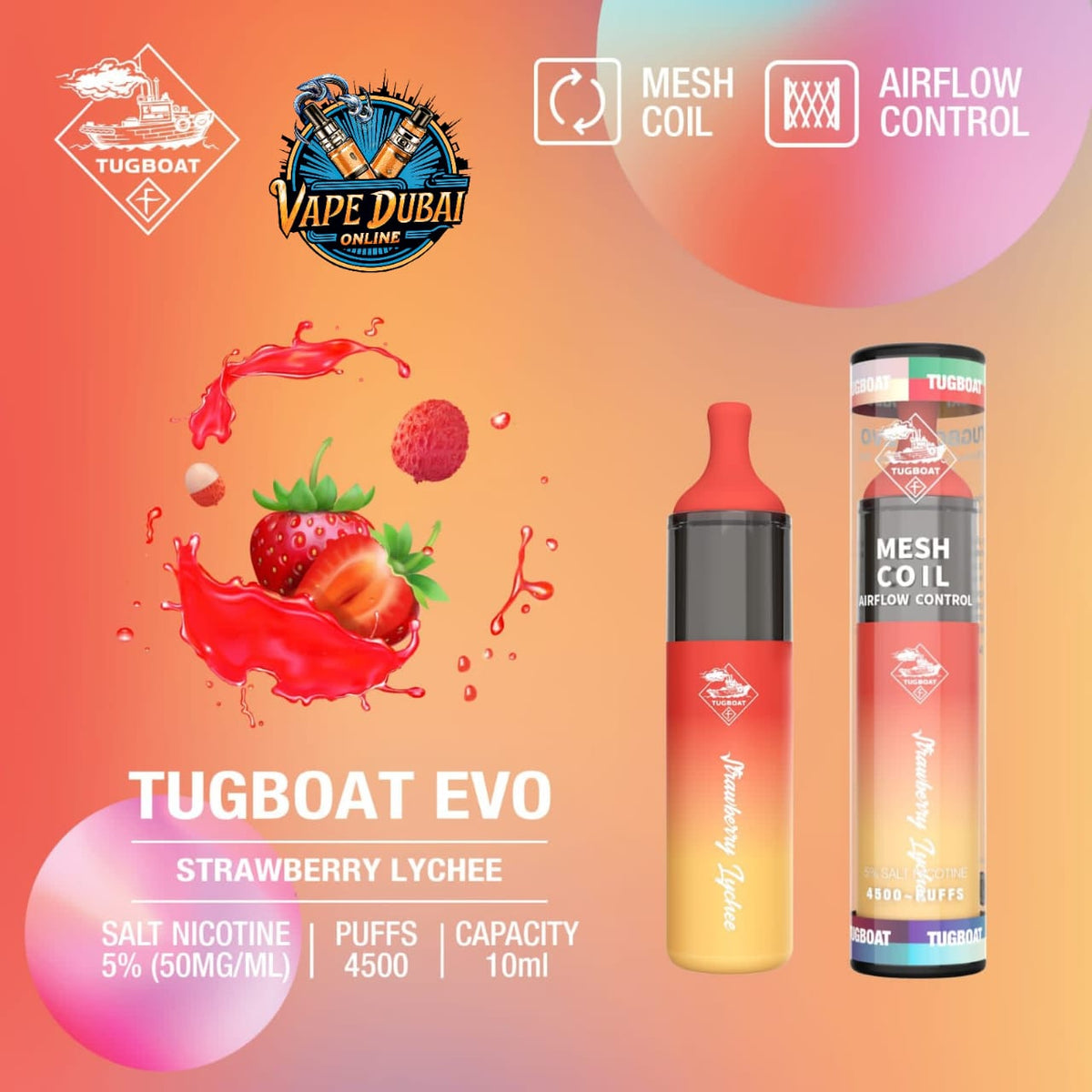 Tugboat Evo 4500 Puffs Disposable Vape – Premium Flavors Dubai
