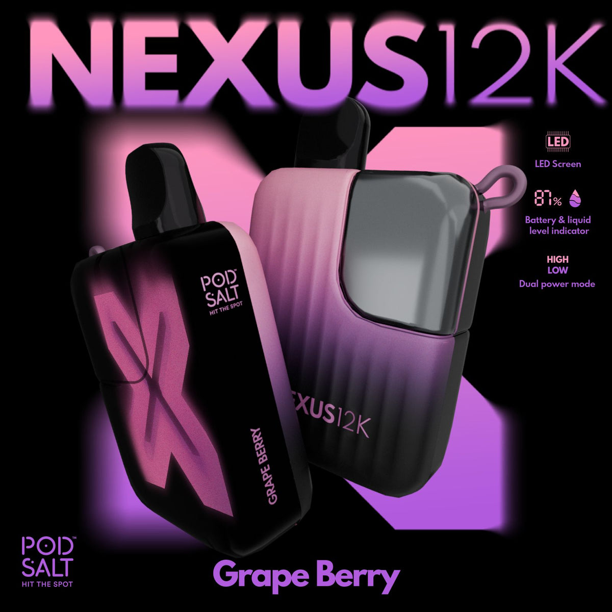 Pod Salt Nexus 12000 Puffs Disposable Vape – LED Screen | Dubai