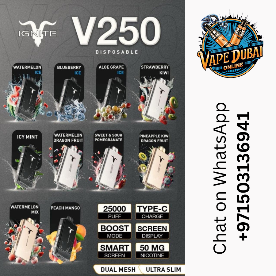 Ignite V250 Disposable Vape 25000 Puffs – 50MG NicSalt in Dubai