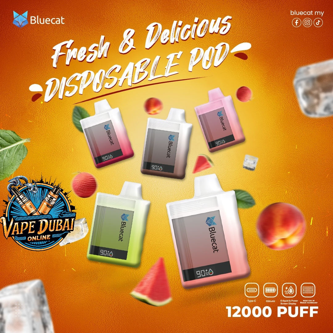 Bluecat 12000 Puffs Disposable Vape – Rechargeable 2% in Dubai UAE