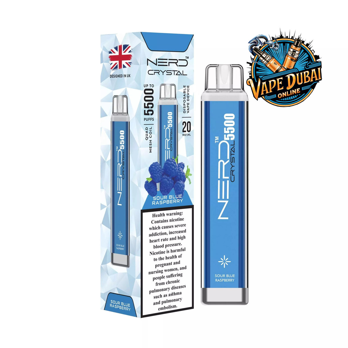 Nerd Crystal 5500 Puffs Disposable Vape | 2% Nic Salt | Dubai UAE