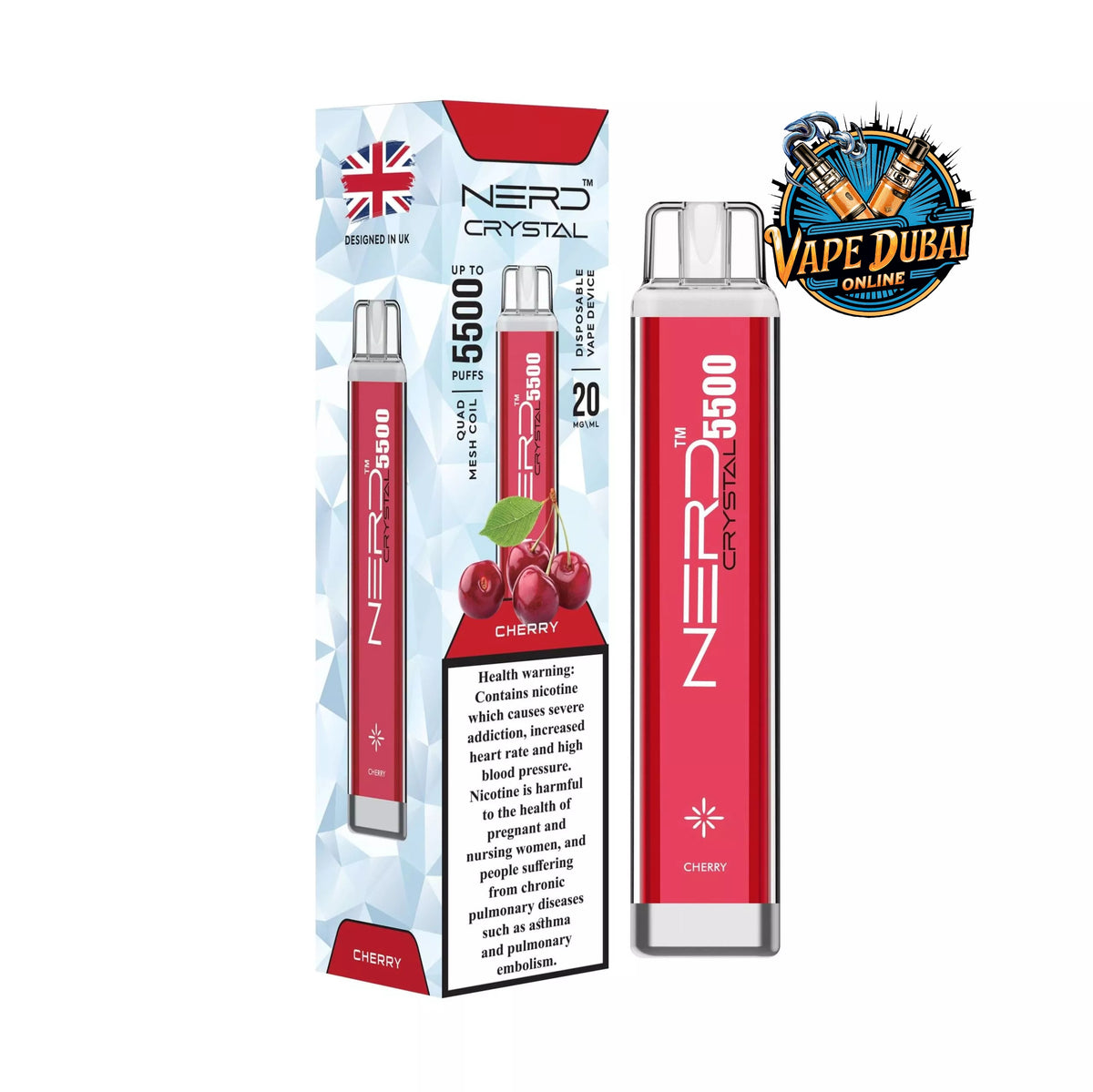 Nerd Crystal 5500 Puffs Disposable Vape | 2% Nic Salt | Dubai UAE
