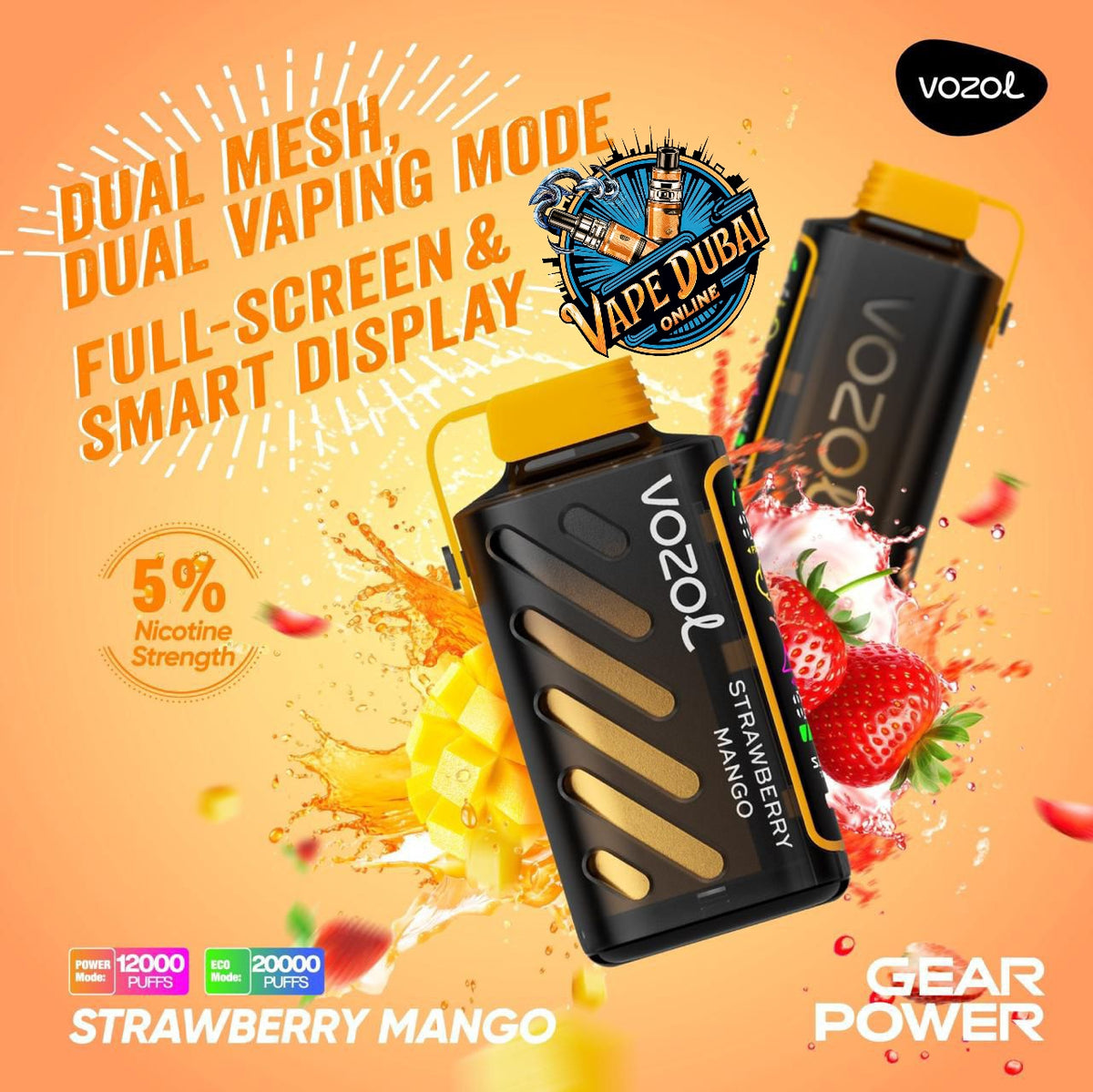 Vozol Gear Power 20000 Puffs Disposable Vape – Best Buy Dubai UAE