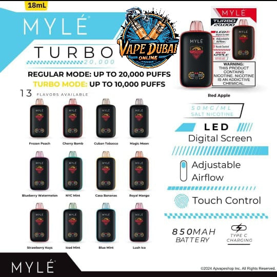 Myle Turbo 20000 Puffs Disposable Vape | Buy Online in Dubai UAE