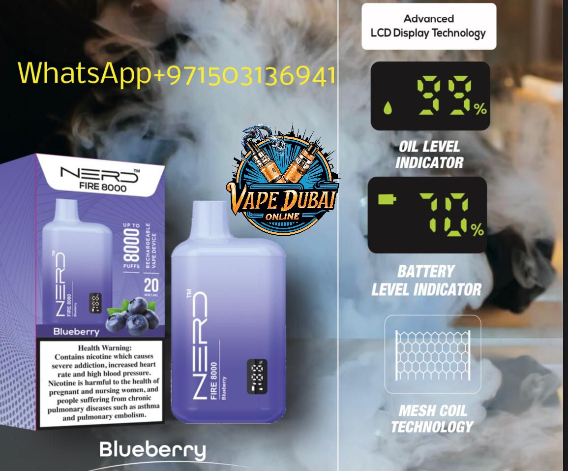 Nerd Fire 8000 Puffs Disposable Vape 2% Nicotine Dubai UAE