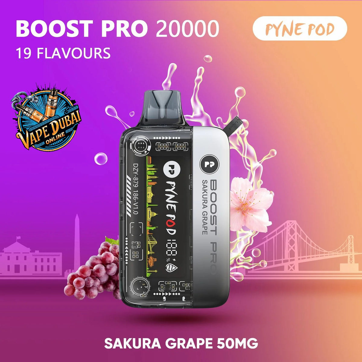 PYNE POD Boost Pro 20000 Puffs Vape Dubai | Fast Charging & LED Display