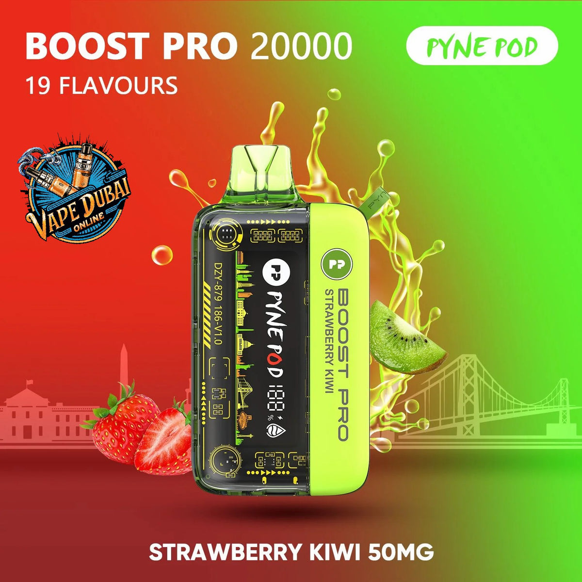 PYNE POD Boost Pro 20000 Puffs Vape Dubai | Fast Charging & LED Display
