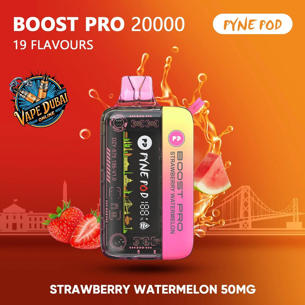 PYNE POD Boost Pro 20000 Puffs Vape Dubai | Fast Charging & LED Display
