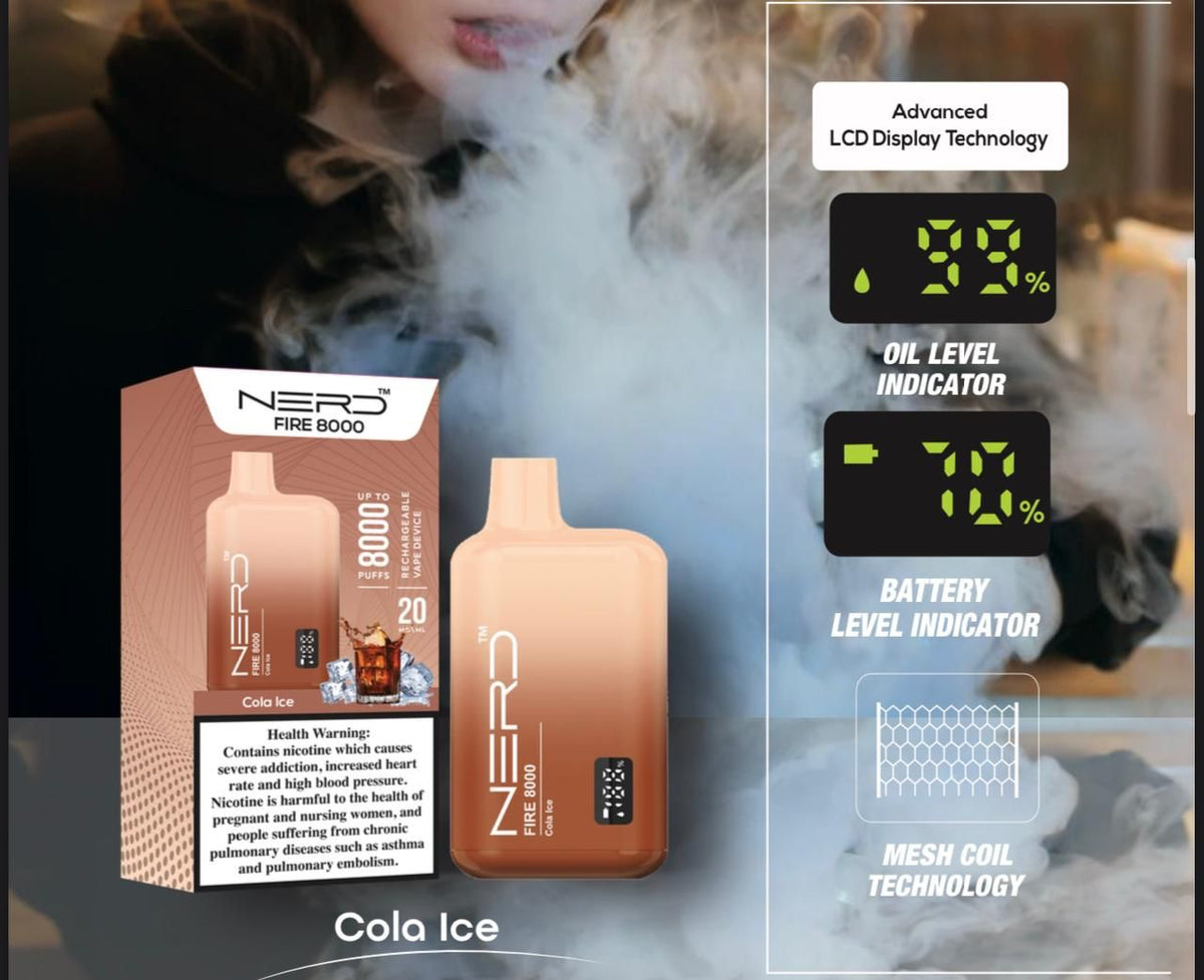Nerd Fire 8000 Puffs Disposable Vape 2% Nicotine Dubai UAE