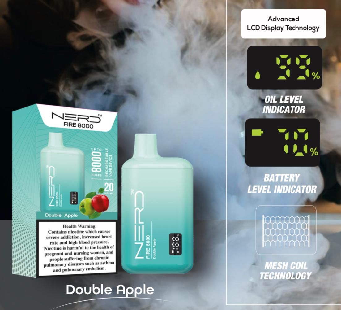 Nerd Fire 8000 Puffs Disposable Vape 2% Nicotine Dubai UAE
