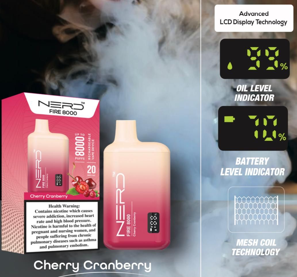 Nerd Fire 8000 Puffs Disposable Vape 2% Nicotine Dubai UAE