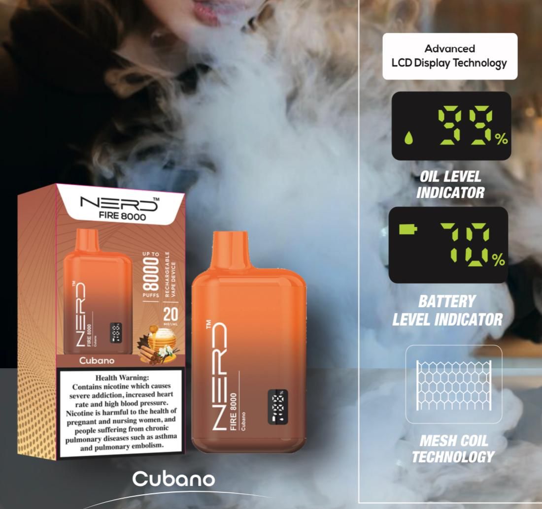 Nerd Fire 8000 Puffs Disposable Vape 2% Nicotine Dubai UAE