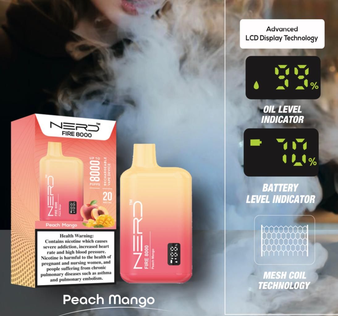 Nerd Fire 8000 Puffs Disposable Vape 2% Nicotine Dubai UAE