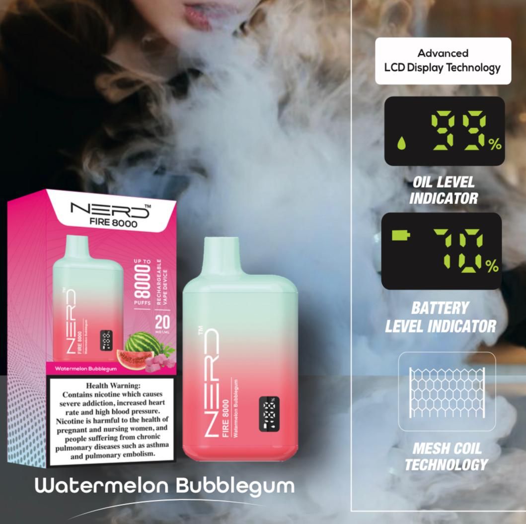 Nerd Fire 8000 Puffs Disposable Vape 2% Nicotine Dubai UAE